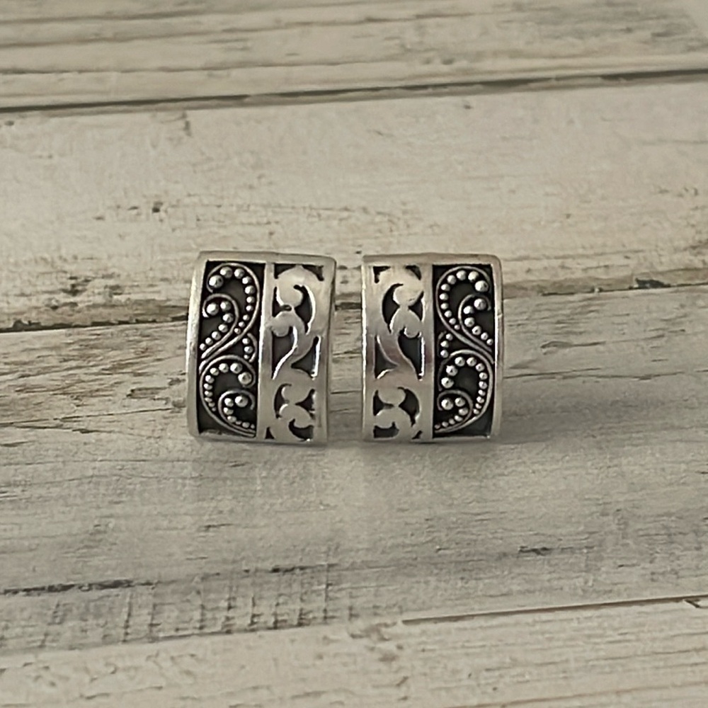 Lois Hill Sterling Silver Scroll Clip On Earrings 925 Bali